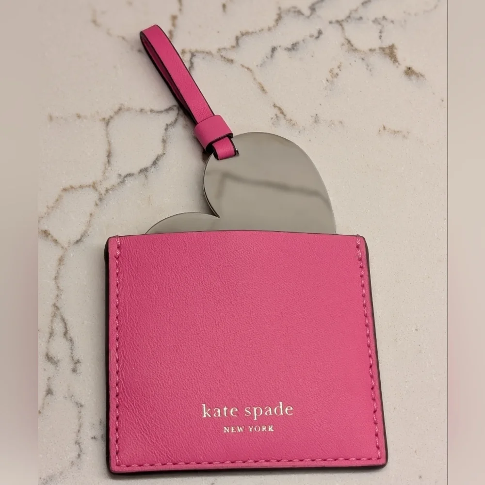 Kate Spade Leather Pouch with Mirror Heart - EUC - Pink - Picture 1 of 11